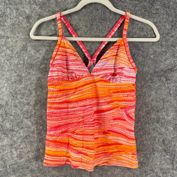 Athleta Tankini Top XS Orange Printed Bikini Swimwear Tank - Picture 1 of 6